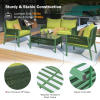 4-Piece Rope Patio Furniture Set, Outdoor Furniture with Tempered Glass Table, Patio Conversation Set Deep Seating with Thick Cushion for Backyard Por