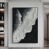 Modern Abstract handpainted large size wholesale prodcut ocean seaside thick grey and black Oil painting Simple Design Wall Art