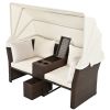 2-Seater Outdoor Patio Daybed Outdoor Double Daybed Outdoor Loveseat Sofa Set with Foldable Awning and Cushions for Garden, Balcony, Poolside